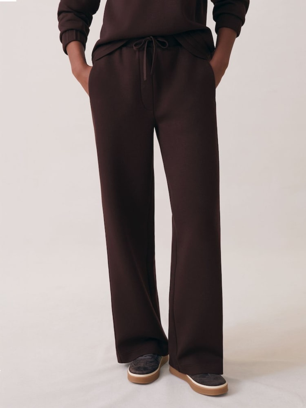 Reiss Plum Laney Premium Interlock Wide-Leg Joggers Size Small